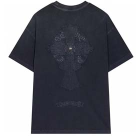 Chrome Hearts CH Wasched heavy-duty gefaltetes Tuch Stickerei Männer und Frauen lose Rundhals kurzär  
