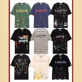 Lanvin europäische und amerikanische klassische Stickerei Druck Tinte Spritz Herren kurzärmeliges T-  