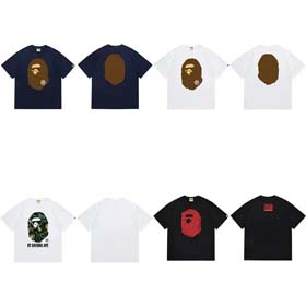BAPE Kopf lose Rundhals Paar Sommer Baumwolle T-Shirt-1884  
