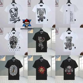 PLEIN Sommer neue gewalttätige Bären heißen Diamant rund Ausschnitt modisches kurzärmeliges T-Shirt-  