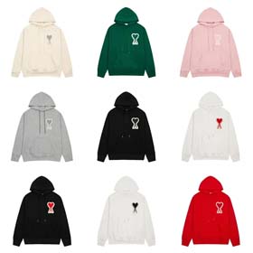 Ami Paar Hooded Sweatshirt mit großem Herzen Stickerei-2146  