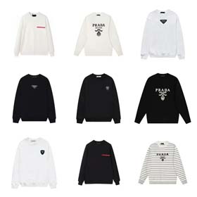 PRADA neue gestreifte klassische Wolle Crew Neck Pullover-2172  