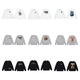 Stussy Stussy Engel Bär Blume Windmühle acht Kugel Krone Druck Sweatshirt-2219  