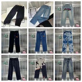 LV Louis Vuitton LV Retro Taille gerade Patchwork Vater Jeans-2451  