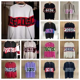 Sudadera GCDS Unisex klassische weiße und rote Nähte Rundhalsausschnitt T-Shirt Pullover Strickpullo  