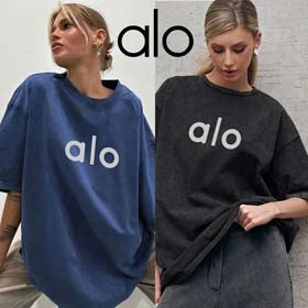 ALO Yoga Kleidung Frauen Europäisches und amerikanisches Loose Casual Kurzarm T-Shirt (9 Styles)-256  