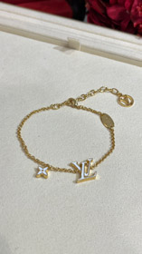 Louis Vuitton LV weiße Emaille Buchstabe Gold Armband-3643  
