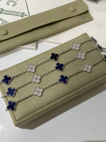 Van Cleef & Arpels Weißgold Naturblau Fünf-Muster Stein Diamant Armband-3686  