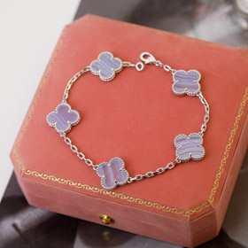 Van Cleef & Arpels Vierblatt Glück lila Chalzedonie Armband-3830  