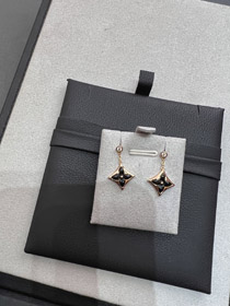 Louis Vuitton LV schwarze Onyx dreidimensionale Blumen Ohrringe-4032  