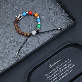 Louis Vuitton LV verstellbare Buchstaben und Blumen Glück runde Perlen Armband-4055  