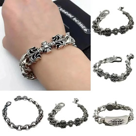Chrome Herzen Mode Komfort Retro Trend Armband Silber-2739  