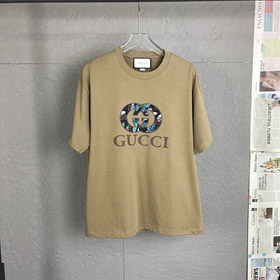 CUCUI neues Buchstaben gedruckt Baumwolle Kurzarmel Rundhals T-Shirt (2 Stile)-2756  