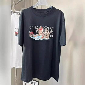 MM6 Maison Margiela Katze Spielen Ball Druck Baumwolle Drop Schulter Kurzarm T-Shirt (2 Stile) -2801  
