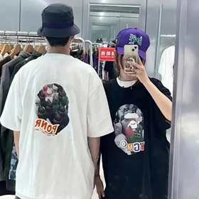 BAPE Hai Mann Foto Druck atmungsaktives kurzärmeliges T-Shirt-2803  