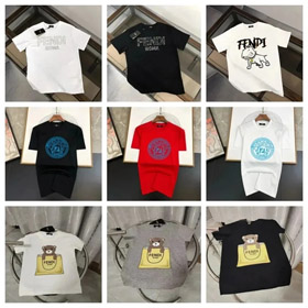 FENDI Logo Rundhals Kurzarm T-Shirt-2829  