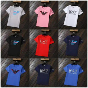 EMPORIO ARMANI EA7 Buchstaben Logo Vollfarbe Rundhals Kurzarm T-Shirt-2831  