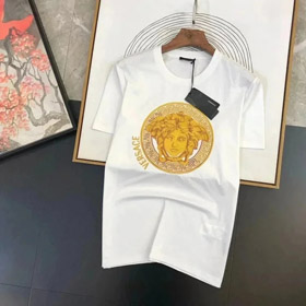 Versace Neues gesticktes rundes Hals schlankes kurzärmeliges Baumwolle-T-Shirt (2 Stile) -2840  