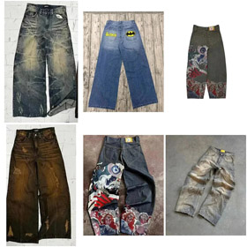 Batman gestickte lockere Breitbein Jeans-5075  